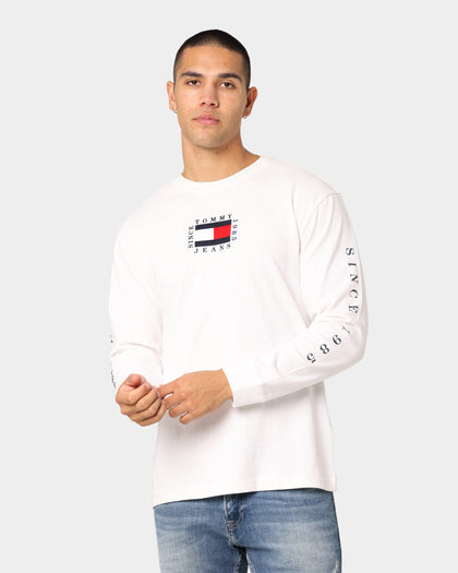 Tommy Jeans TJM Box Flag Long Sleeve T-Shirt White