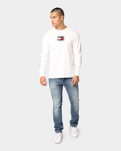 Tommy Jeans TJM Box Flag Long Sleeve T-Shirt White