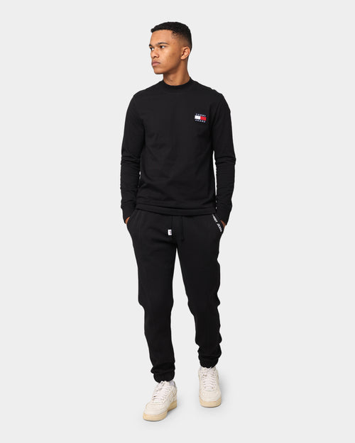 Tommy Jeans Badge Mock Neck Long Sleeve T-Shirt Black