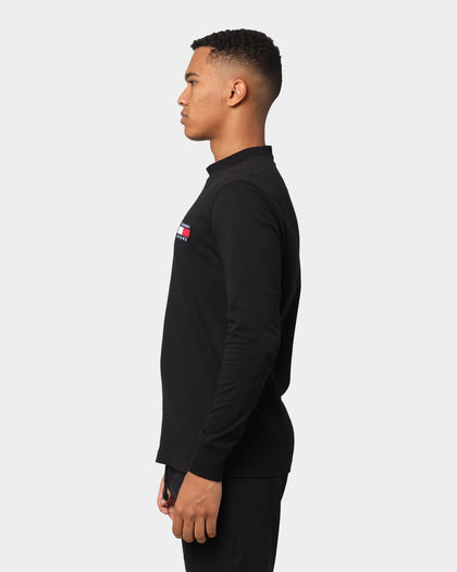 Tommy Jeans Badge Mock Neck Long Sleeve T-Shirt Black
