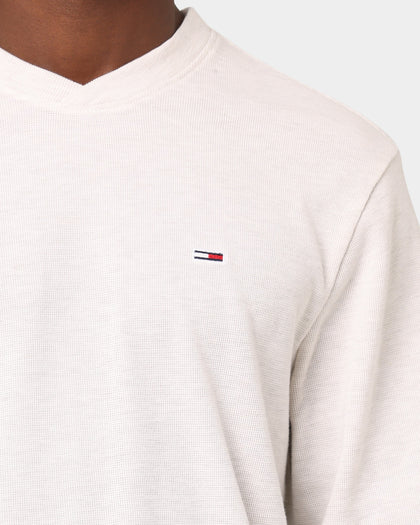 Tommy Jeans Mini Waffle Jaspe Long Sleeve White Heather