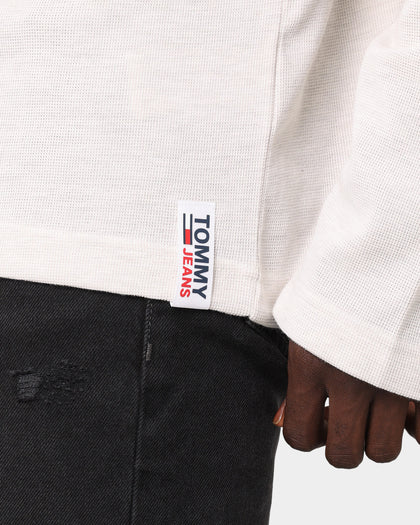 Tommy Jeans Mini Waffle Jaspe Long Sleeve White Heather