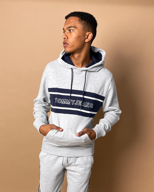 Tommy Jeans Pieced Band Logo Hoodie Light Grey Heather