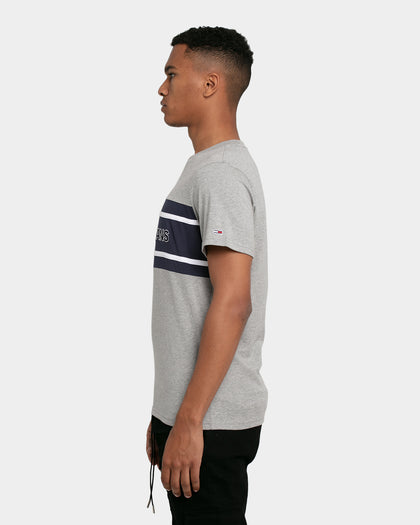 Tommy Jeans Stripe Colour-Block T-Shirt Light Grey Heather/White/Twilight Navy