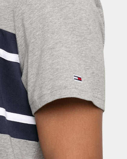 Tommy Jeans Stripe Colour-Block T-Shirt Light Grey Heather/White/Twilight Navy