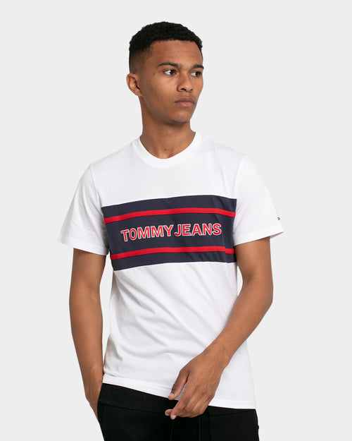 Tommy Jeans Stripe Colour-Block T-Shirt White/Red/Twilight Navy