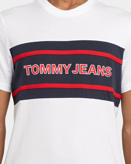 Tommy Jeans Stripe Colour-Block T-Shirt White/Red/Twilight Navy