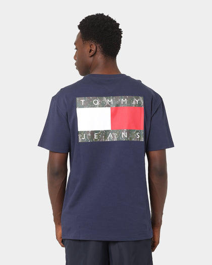 Tommy Jeans Camo Flag Script T-Shirt Twilight Navy