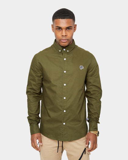 Carre Mono Oxford Button Up Shirt Army Green