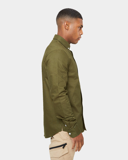Carre Mono Oxford Button Up Shirt Army Green