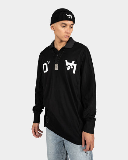 The Anti Order Los Angeles Champions Oversized Long Sleeve Polo Shirt Black/White