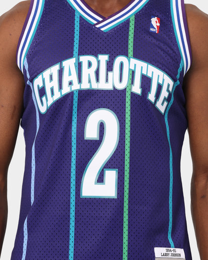 Mitchell & Ness Charlotte Hornets Larry Johnson #2 '94-'95 Swingman Jersey Purple