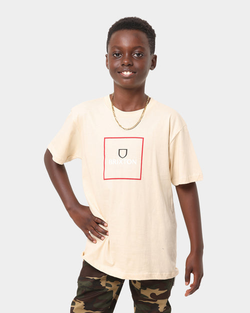 Brixton Kid's Alpha Crest Short Sleeve T-Shirt Cream
