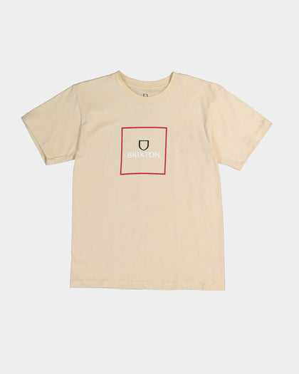 Brixton Kid's Alpha Crest Short Sleeve T-Shirt Cream
