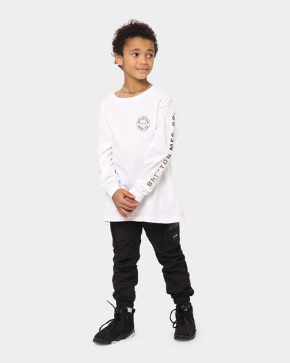 Brixton Kid's Crest Long Sleeve T-Shirt White/Gold