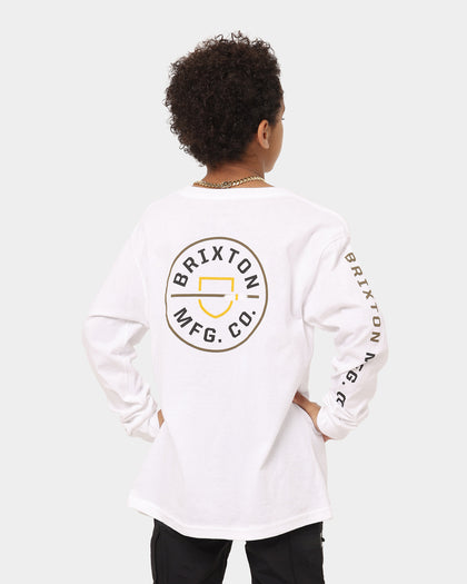 Brixton Kid's Crest Long Sleeve T-Shirt White/Gold