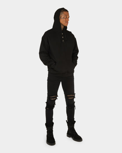 XXIII Snap Button Hoodie Black