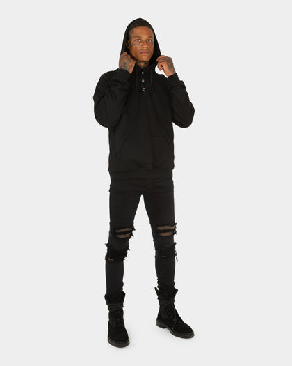 XXIII Snap Button Hoodie Black