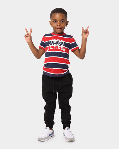 Tommy Hilfiger Kid's Block Stripe Short Sleeve T-Shirt Twilight Navy/Deep Crimson