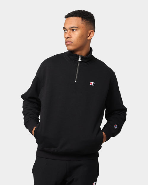 Champion Rev Weave Terry Quarter Zip Black