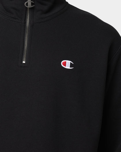 Champion Rev Weave Terry Quarter Zip Black
