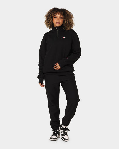 Champion Rev Weave Terry Quarter Zip Black