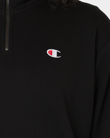 Champion Rev Weave Terry Quarter Zip Black