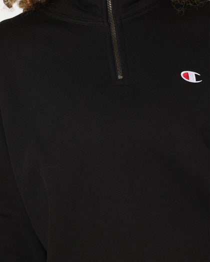 Champion Rev Weave Terry Quarter Zip Black