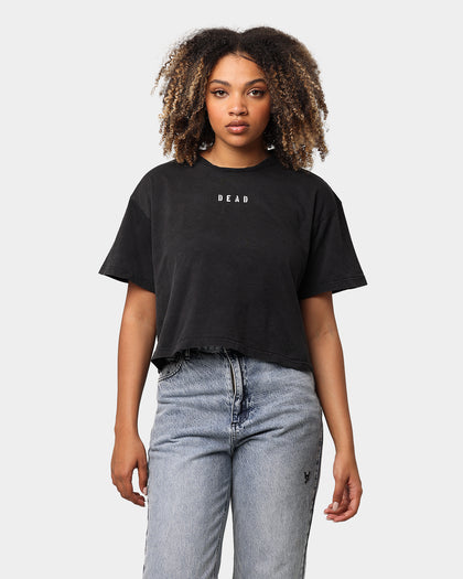Dead Studios Destroy Hearts Cropped T-Shirt Washed Black