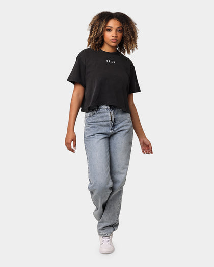 Dead Studios Destroy Hearts Cropped T-Shirt Washed Black