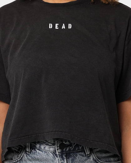 Dead Studios Destroy Hearts Cropped T-Shirt Washed Black