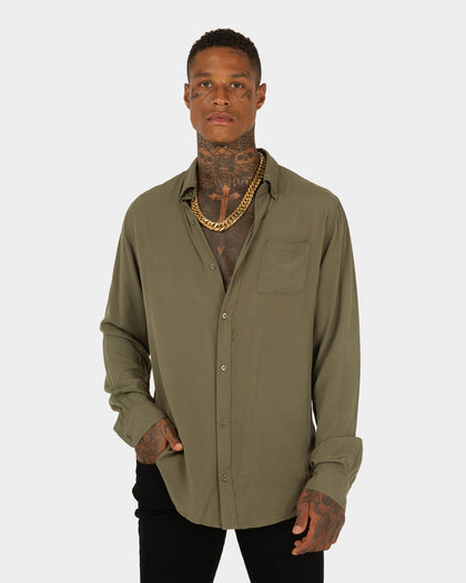 XXIII Crete Long Sleeve Button Up Shirt Khaki