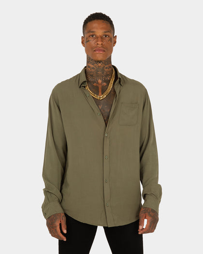 XXIII Crete Long Sleeve Button Up Shirt Khaki