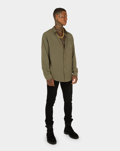 XXIII Crete Long Sleeve Button Up Shirt Khaki