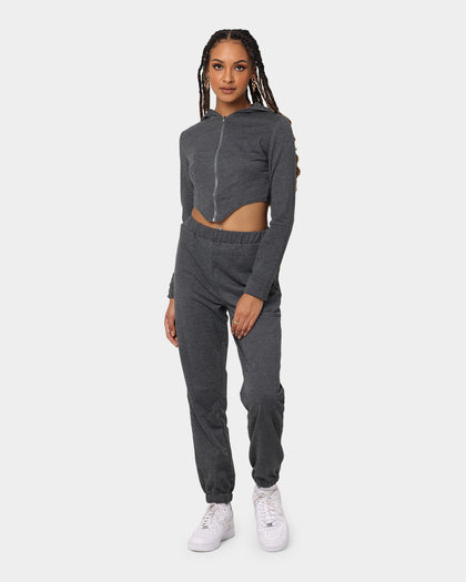 XXIII Women's Corset Track Suit Set Dark Heather Grey