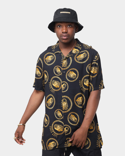 Last Kings Gold Tut Button Up Shirt Black