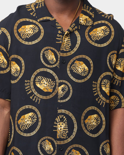 Last Kings Gold Tut Button Up Shirt Black