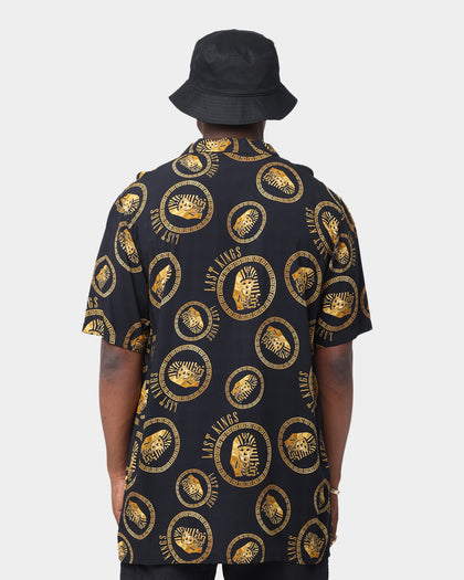 Last Kings Gold Tut Button Up Shirt Black