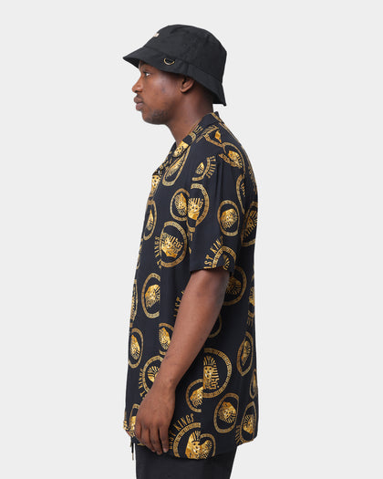 Last Kings Gold Tut Button Up Shirt Black