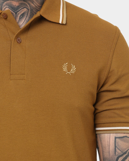 Fred Perry Twin Tipped Polo Shirt Dark Caramel