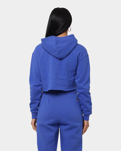 Majestic Athletic Women's Los Angeles Dodgers Wordmark Crop Hoodie Dazzling Blue