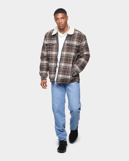 XXIII Tex Sherpa Flannel Jacket Cream/Black/Red