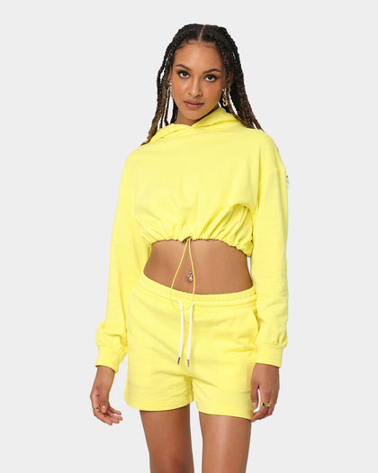 XXII Women's Crop Draw Cord Hoodie Yellow