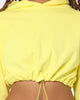 XXII Women's Crop Draw Cord Hoodie Yellow