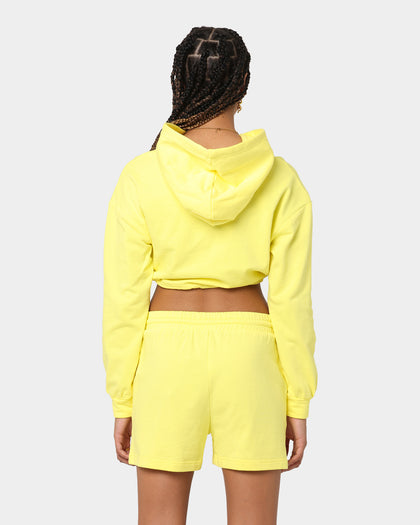 XXII Women's Crop Draw Cord Hoodie Yellow