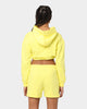 XXII Women's Crop Draw Cord Hoodie Yellow