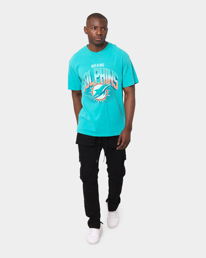 Majestic Athletic Miami Dolphins NFL Gradient Arch Vintage T-Shirt Faded Teal