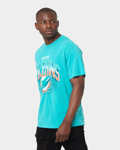 Majestic Athletic Miami Dolphins NFL Gradient Arch Vintage T-Shirt Faded Teal