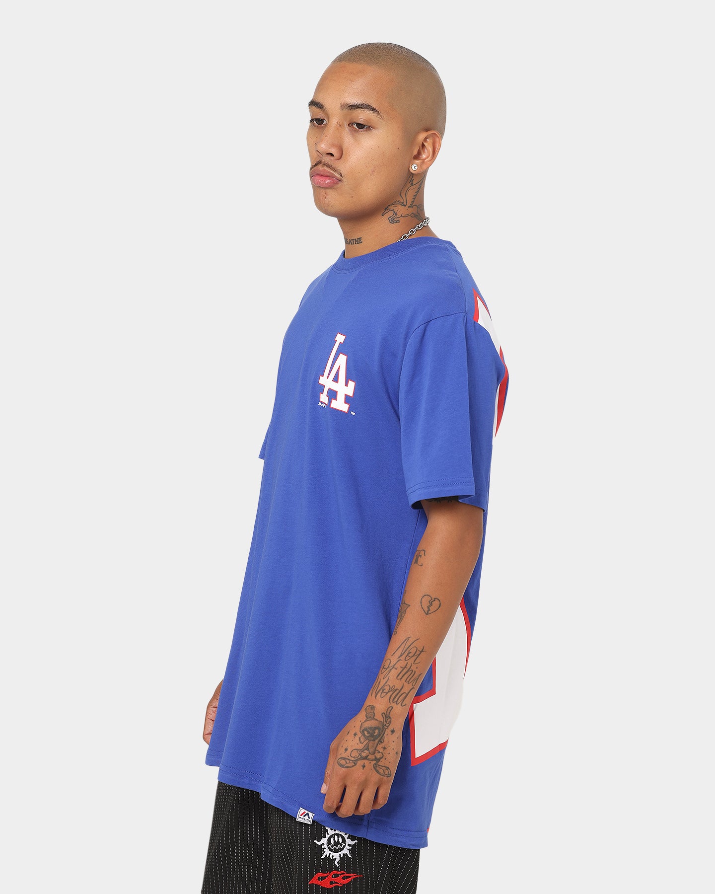 Majestic Athletic LAロゴ Dodgers Majestic Athletic Los Angeles Dodgers Etched Denim Jeans Washed