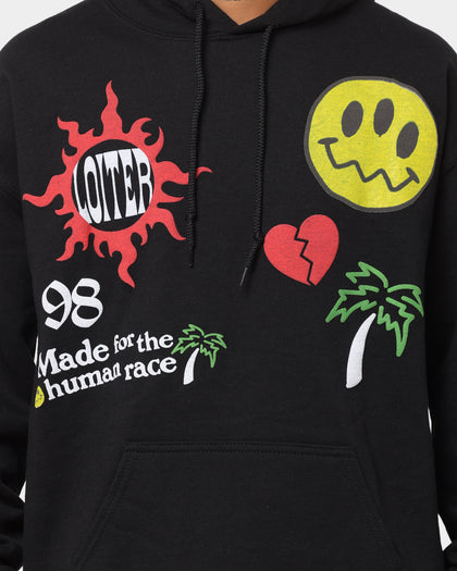 Loiter Euphoric Multi Logo Hoodie Black Wash